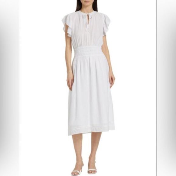 $228 RAILS lona Linen-Blend Midi-Dress White Medium - Picture 2 of 11